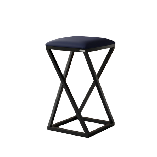 Banqueta Z Baixa 50 Cm Com Armação De Metal Azul