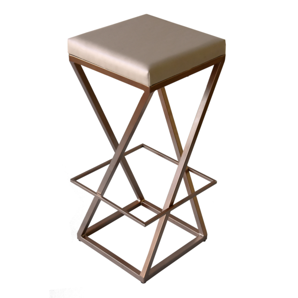 Banqueta Z Industrial Cobre Assento Estofado Pérola 75cm