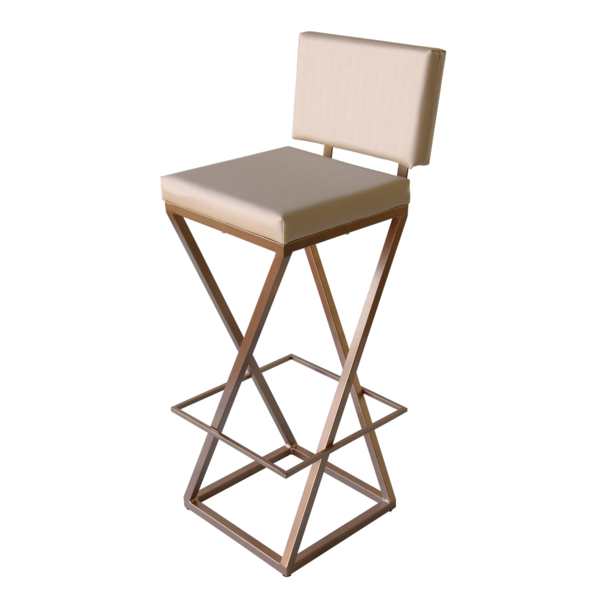 Banqueta Z Industrial Com Encosto Cobre Assento Estofado Péro