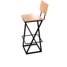 Banqueta Z Industrial Com Encosto Preto Assento Compensado 62