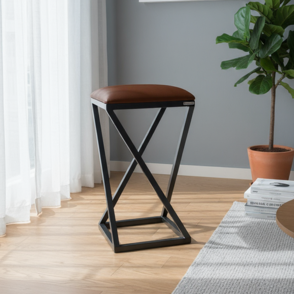 Banqueta Z Média 50 Cm Com Armação De Metal Com Assento Estof