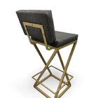 Banqueta Zenite Estofada Com Encosto Cinza Metalon Dourado 65