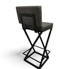 Banqueta Zenite Estofada Com Encosto Cinza Metalon Preto 65cm