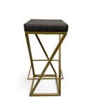 Banqueta Zenite Estofado Cinza Metalon Dourado 65cm