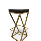 Banqueta Zenite Estofado Cinza Metalon Dourado 65cm