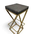 Banqueta Zenite Estofado Cinza Metalon Dourado 65cm