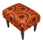 Banquinho Acolchoado Em Suede Círculos Laranja E Vermelho