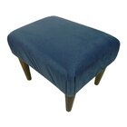 Banquinho Acolchoado Em Suede Liso Azul Jeans