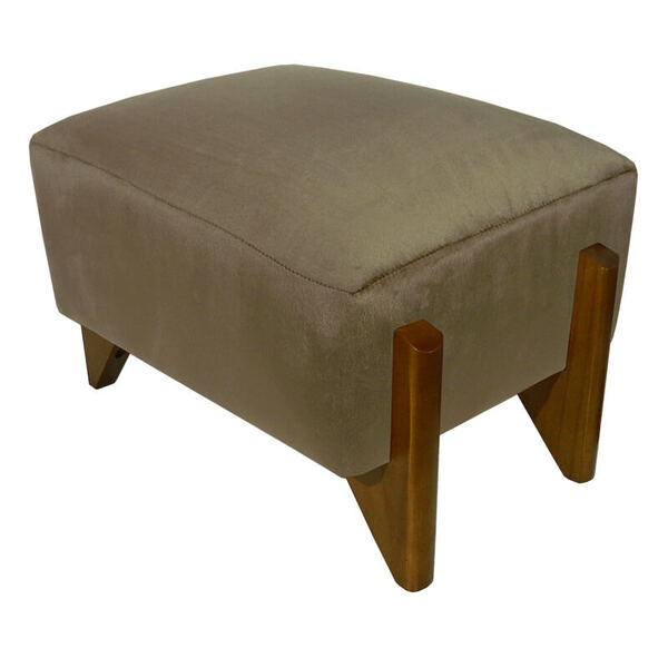 Banquinho Acolchoado Evo Retangular Peach Veludo Caqui