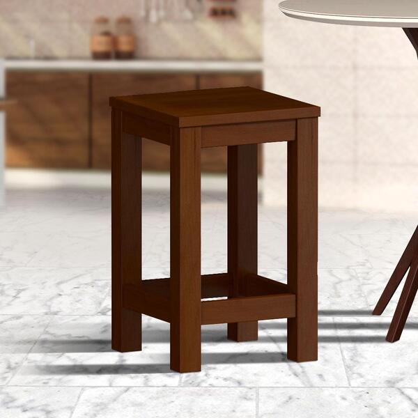 Banquinho De Madeira Maciça Baixo Castanho Nemargi