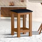 Banquinho De Madeira Maciça Baixo Mel Assento Estofado Corano