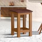 Banquinho De Madeira Maciça Baixo Mel Assento Estofado Corano