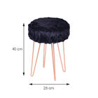 Banquinho Glamour Pêlo Branco Base De Metal - Or Design