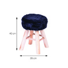 Banquinho Glamour Pêlo Mescla Base De Madeira - Or Design