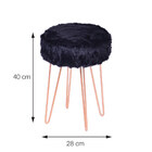 Banquinho Glamour Pêlo Preta Base De Metal - Or Design