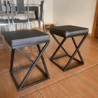 Banquinho Industrial Zênite Estofado - Preto - 47cm (cozinha