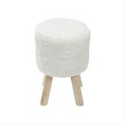 Banquinho Kitty Com Pêlo Curto Branco Base De Madeira - Or De