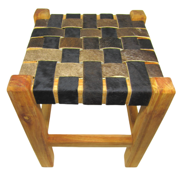 Banquinho Madeira Com Couro 30 Cm Altura - Vale Do Jequitinho