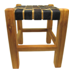 Banquinho Madeira Com Couro 30 Cm Altura - Vale Do Jequitinho