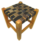 Banquinho Madeira Com Couro 30 Cm Altura - Vale Do Jequitinho