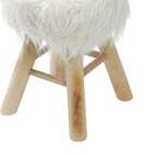 Banquinho Petit Com Pêlo Longo Creme Base De Madeira - Or Des