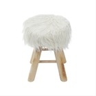 Banquinho Petit Com Pêlo Longo Creme Base De Madeira - Or Des