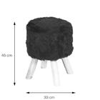 Banquinho Petit Com Pêlo Longo Rosa Base De Madeira - Or Desi