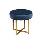 Banquinho Round Veludo Linee Dourado