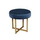 Banquinho Round Veludo Linee Dourado