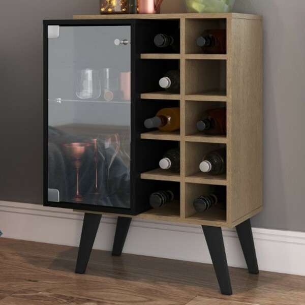 Bar Adega Capri 1 Porta 10 Nichos Brunne/preto - Genialflex