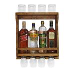 Bar Adega De Parede Em Madeira Para 4 Garrafas E 4 Taças Imbu