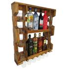 Bar Adega De Parede Em Madeira Pinus Para Garrafas Taças Imbu