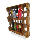 Bar Adega Em Madeira Rústica De Parede Para Garrafas, Taças E