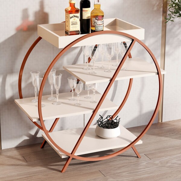 Bar Adega Luxo 3 Prateleiras Pérola/bronze 4009 - Jb Bechara