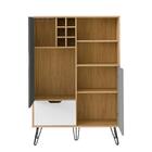 Bar Aparador 2 Portas Sillent Carvalho/ Grafite/ Branco/ Prata