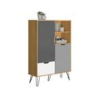 Bar Aparador 2 Portas Sillent Carvalho/ Grafite/ Branco/ Prata