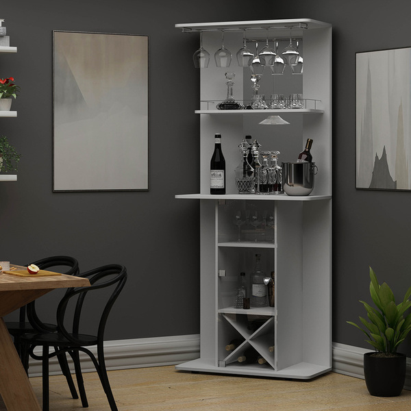 Bar Com Adega Dubai Branco Acetinado - Gelius - Branco