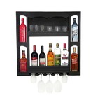 Bar De Parede Rústico Garrafas, Copos E Taças Madeira Preto