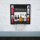 Bar De Parede Rústico Garrafas, Copos E Taças Madeira Preto
