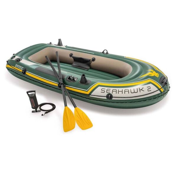 Barco Bote Inflável Intex Seahawk 200 Kg Par De Remos Bomba