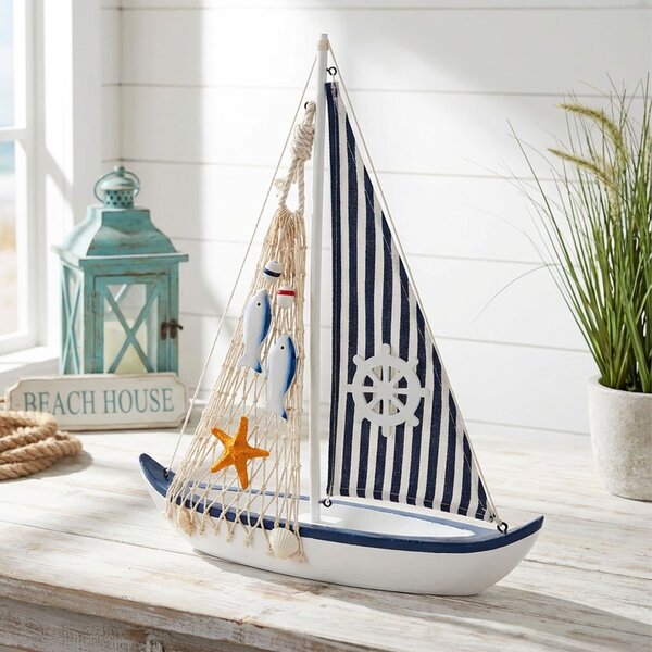 Barco Navio Caravela Decoração Náutico Marítimo Oceano 40cm