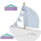 Barquinho Love Com Velas E Bandeirolas Branco E Azul - Casate