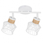 Barra com 2 Spot Kanel 2Xe27 Metal com Madeira Branco Fosco Inspire