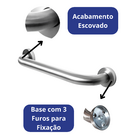 Barra Alça De Apoio 40 Cm Idoso Inox Escovado Deficiente Pne