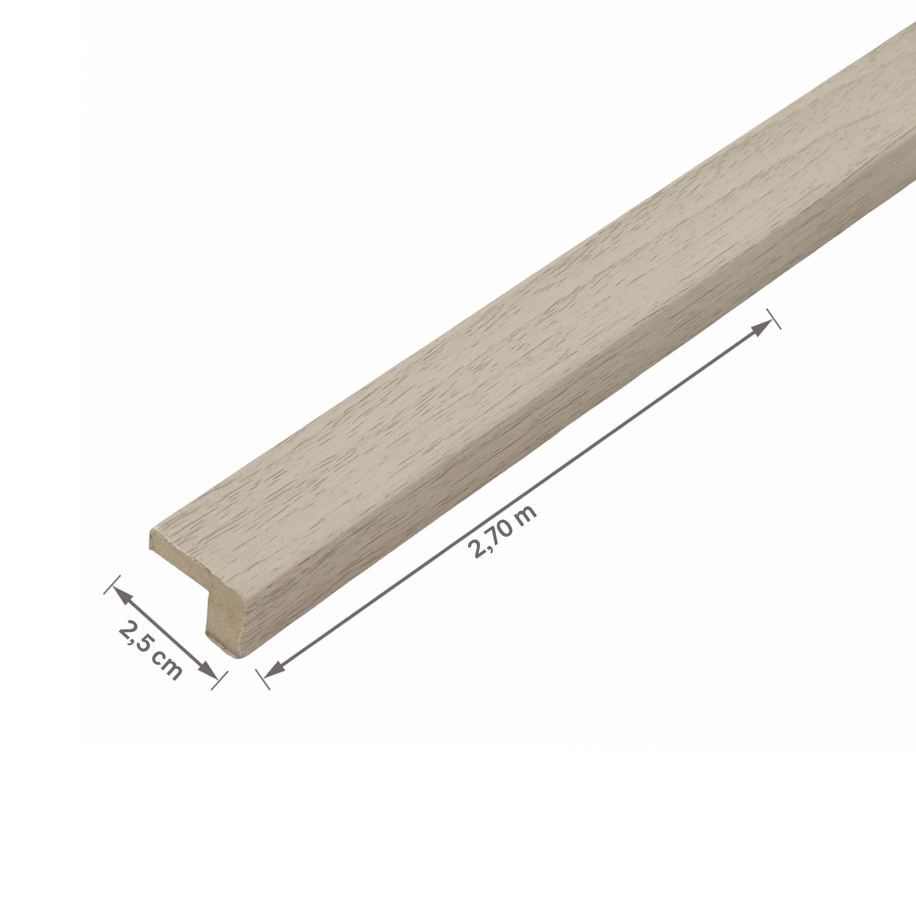 Barra de Acabamento L Reto em MDF 270x2,5x1,5cm Marfim Adriático Artens