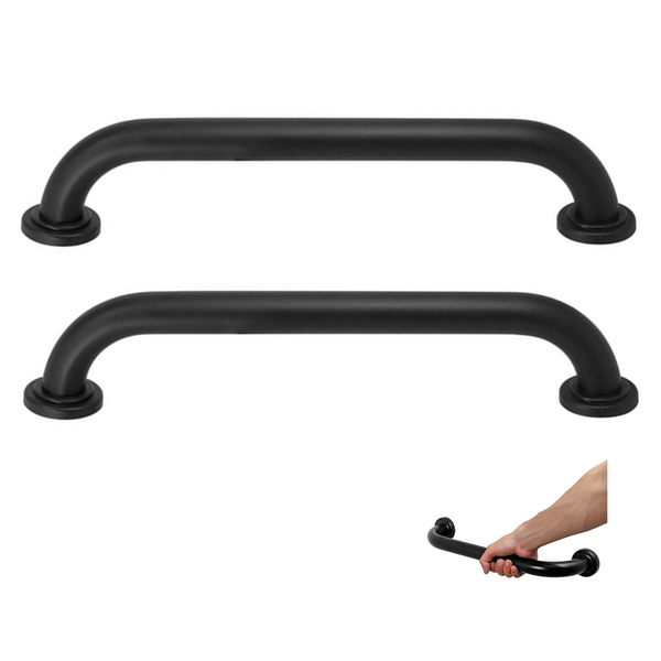 Barra De Apoio 30cm Alça Preto Inox Kit 2 Uni Acessibilidade