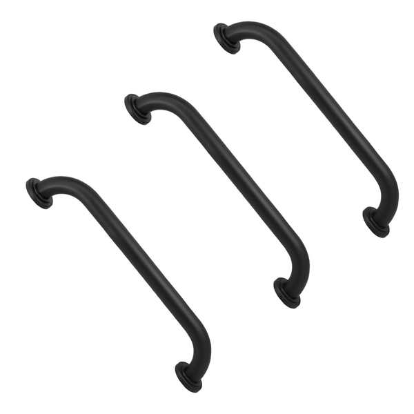 Barra De Apoio 50cm Alça Inox Preto Kit 3 Unidades Cadeirante