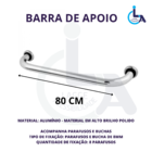 Barra De Apoio Reta Aluminio 80cm