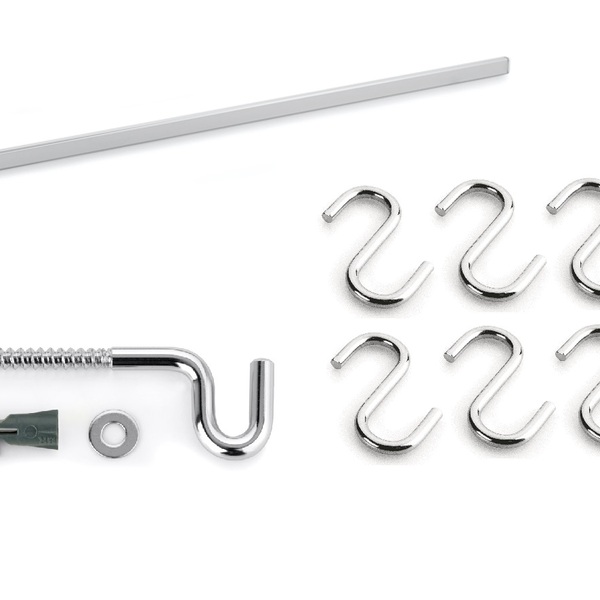 Barra De Cozinha Com 6 Ganchos 80cm E Kit Instalação - Forma