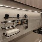 Barra De Cozinha Preta 70cm Com Ventosa Para Pendurar Utensíl